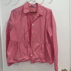 Zara pink ruffle button down